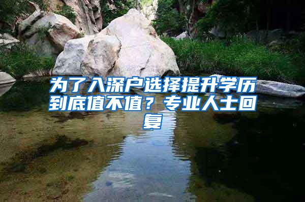 为了入深户选择提升学历到底值不值？专业人士回复