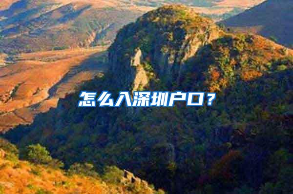 怎么入深圳户口？