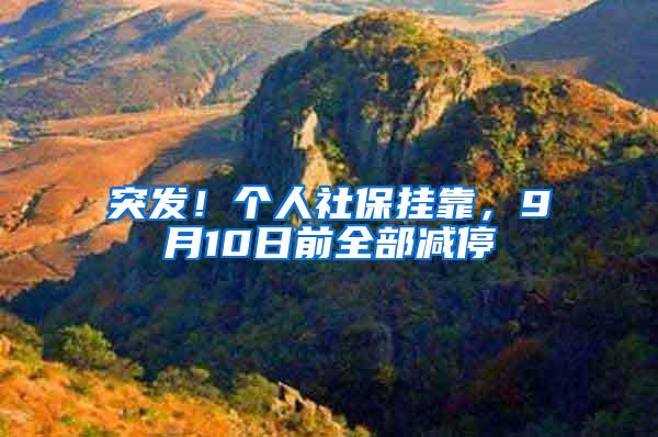 突发！个人社保挂靠，9月10日前全部减停