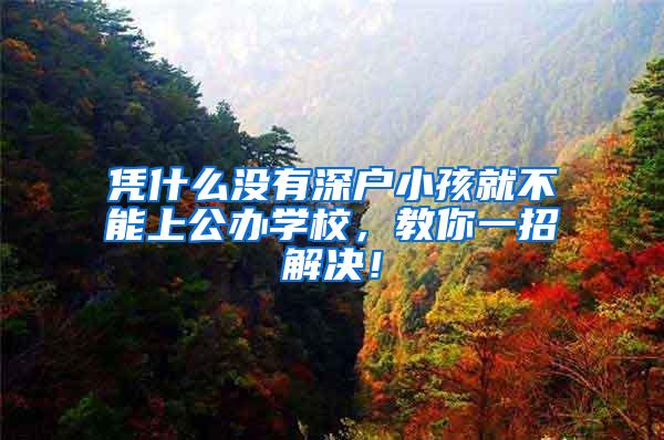 凭什么没有深户小孩就不能上公办学校，教你一招解决！