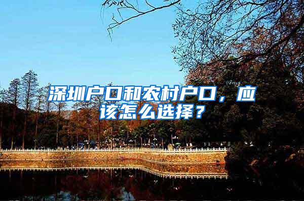 深圳户口和农村户口，应该怎么选择？