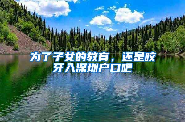 为了子女的教育，还是咬牙入深圳户口吧