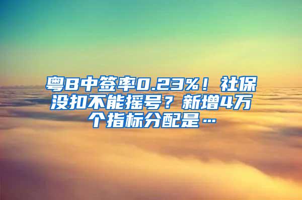 粤B中签率0.23%！社保没扣不能摇号？新增4万个指标分配是…