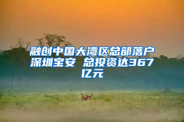 融创中国大湾区总部落户深圳宝安 总投资达367亿元