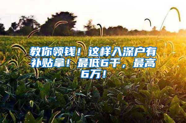 教你领钱！这样入深户有补贴拿！最低6千，最高6万！