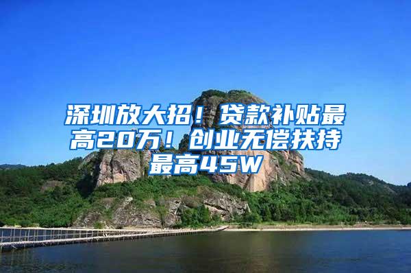 深圳放大招！贷款补贴最高20万！创业无偿扶持最高45W