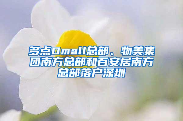 多点Dmall总部、物美集团南方总部和百安居南方总部落户深圳