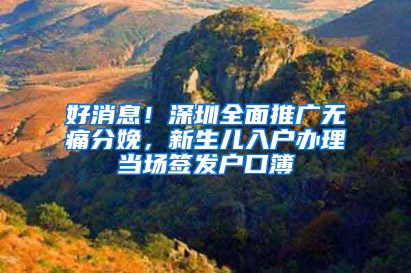 好消息！深圳全面推广无痛分娩，新生儿入户办理当场签发户口簿