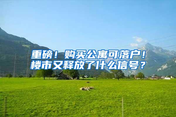 重磅！购买公寓可落户！楼市又释放了什么信号？