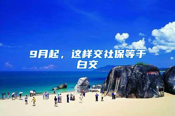 9月起，这样交社保等于白交