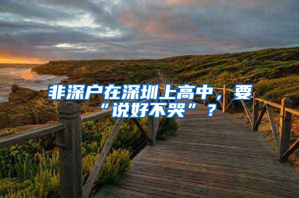 非深户在深圳上高中，要“说好不哭”？