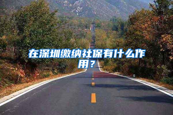 在深圳缴纳社保有什么作用？