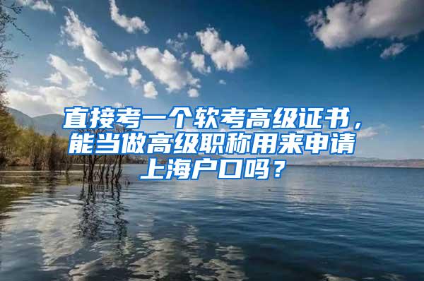直接考一个软考高级证书，能当做高级职称用来申请上海户口吗？