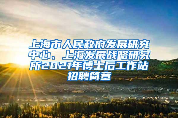 上海市人民政府发展研究中心、上海发展战略研究所2021年博士后工作站招聘简章
