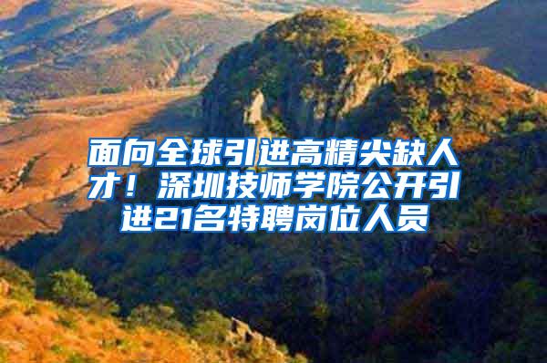 面向全球引进高精尖缺人才！深圳技师学院公开引进21名特聘岗位人员