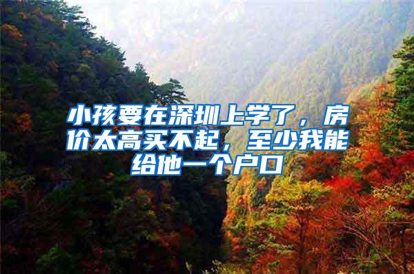 小孩要在深圳上学了，房价太高买不起，至少我能给他一个户口