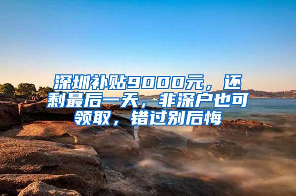 深圳补贴9000元，还剩最后一天，非深户也可领取，错过别后悔