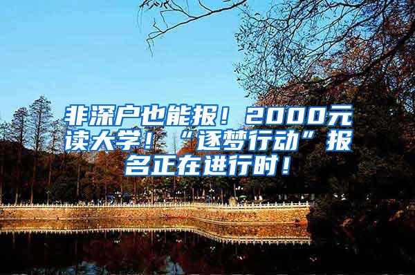 非深户也能报！2000元读大学！“逐梦行动”报名正在进行时！