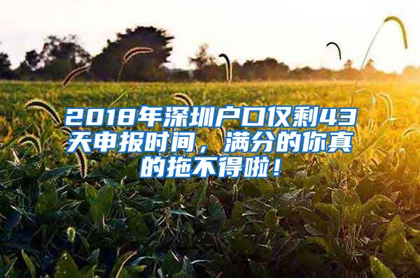 2018年深圳户口仅剩43天申报时间，满分的你真的拖不得啦！