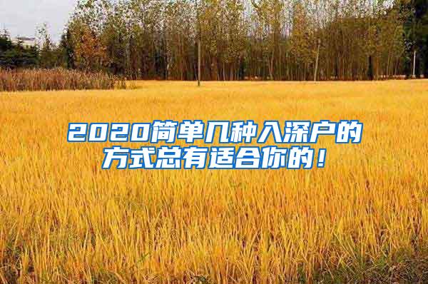 2020简单几种入深户的方式总有适合你的！