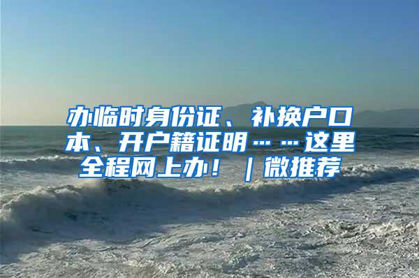 办临时身份证、补换户口本、开户籍证明……这里全程网上办！｜微推荐