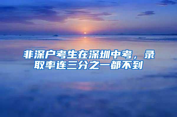 非深户考生在深圳中考，录取率连三分之一都不到