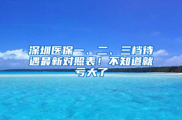 深圳医保一、二、三档待遇最新对照表！不知道就亏大了