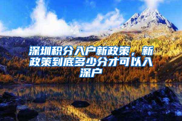 深圳积分入户新政策，新政策到底多少分才可以入深户