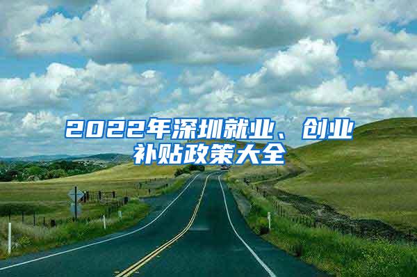 2022年深圳就业、创业补贴政策大全