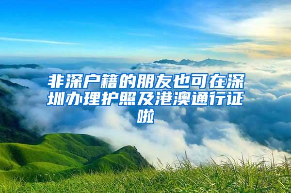 非深户籍的朋友也可在深圳办理护照及港澳通行证啦