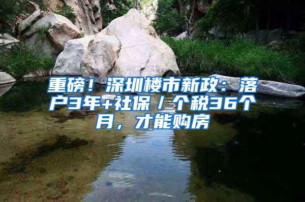 重磅！深圳楼市新政：落户3年+社保／个税36个月，才能购房