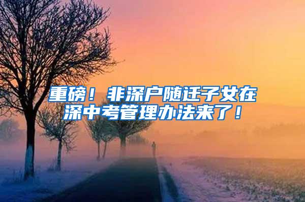 重磅！非深户随迁子女在深中考管理办法来了！