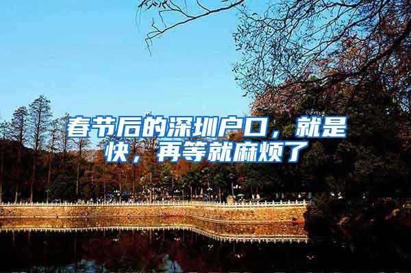 春节后的深圳户口，就是快，再等就麻烦了
