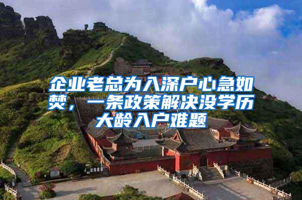 企业老总为入深户心急如焚，一条政策解决没学历大龄入户难题