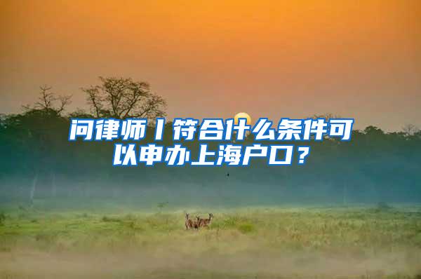 问律师丨符合什么条件可以申办上海户口？