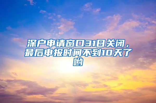 深户申请窗口31日关闭，最后申报时间不到10天了哟