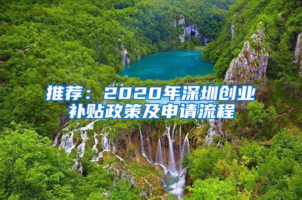 推荐：2020年深圳创业补贴政策及申请流程