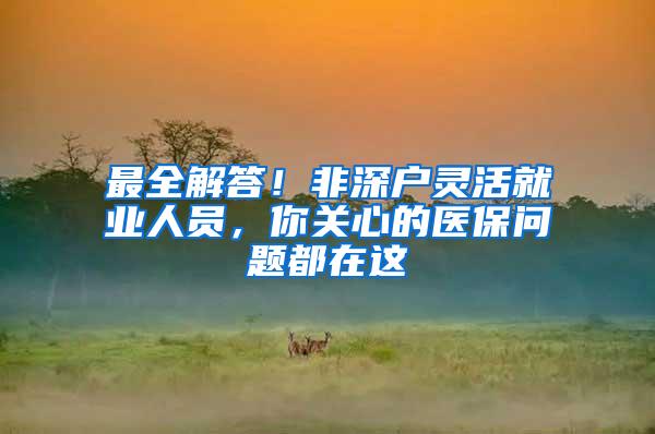 最全解答！非深户灵活就业人员，你关心的医保问题都在这