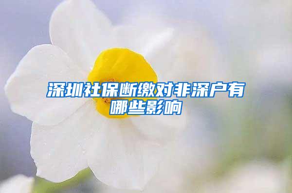 深圳社保断缴对非深户有哪些影响