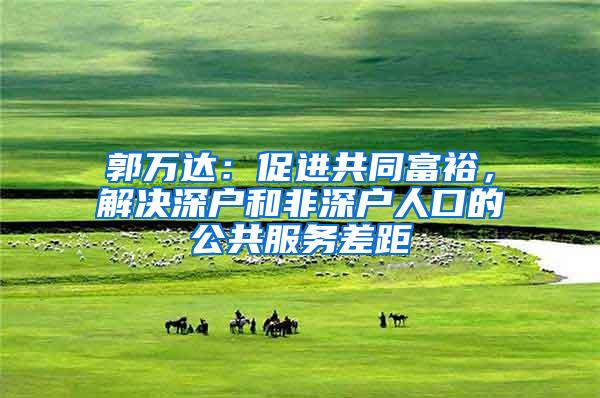 郭万达：促进共同富裕，解决深户和非深户人口的公共服务差距