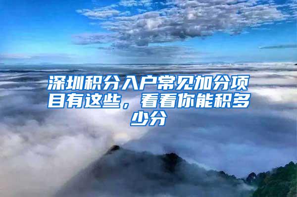 深圳积分入户常见加分项目有这些，看看你能积多少分
