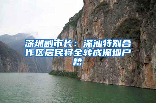深圳副市长：深汕特别合作区居民将全转成深圳户籍
