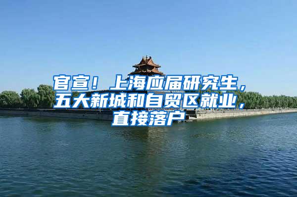 官宣！上海应届研究生，五大新城和自贸区就业，直接落户