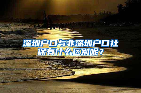 深圳户口与非深圳户口社保有什么区别呢？