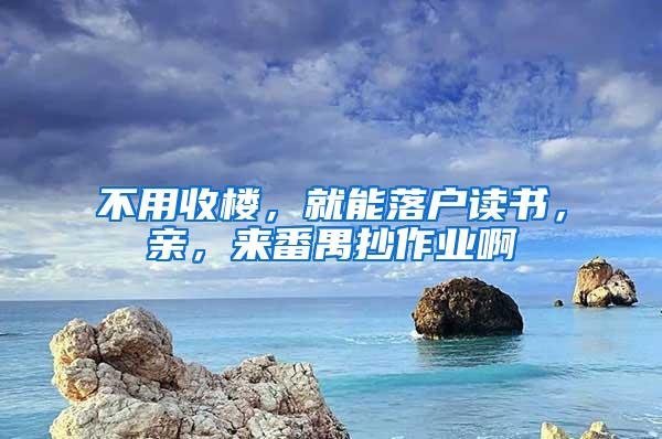 不用收楼，就能落户读书，亲，来番禺抄作业啊