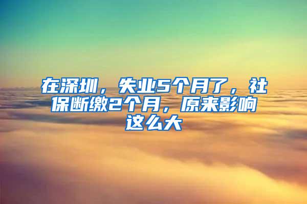 在深圳，失业5个月了，社保断缴2个月，原来影响这么大