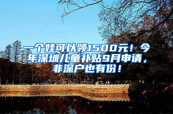 一个娃可以领1500元！今年深圳儿童补贴9月申请，非深户也有份！