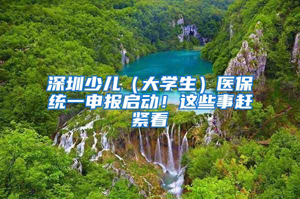 深圳少儿（大学生）医保统一申报启动！这些事赶紧看