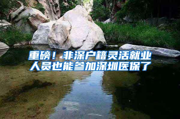 重磅！非深户籍灵活就业人员也能参加深圳医保了