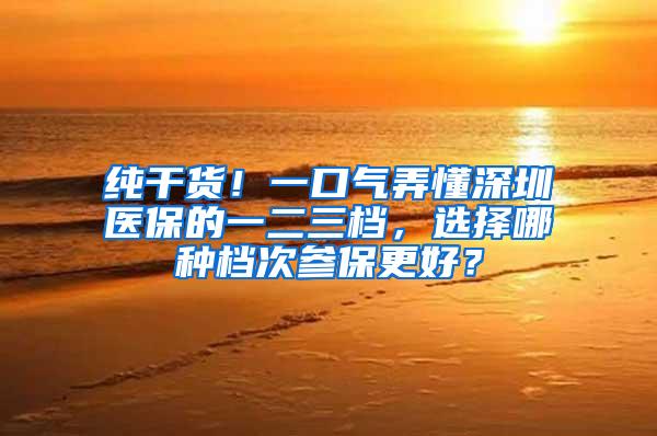 纯干货！一口气弄懂深圳医保的一二三档，选择哪种档次参保更好？